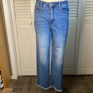 Soft Surroindings Ultimate High-Rise Frayed-Hem Crop Jeans, Size 10